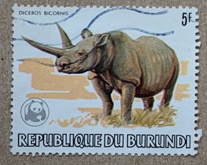 Burundi 1983 5fr Rhinoceros, used.  WWF emblem.  Scott 591a, CV $6.50