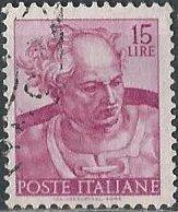 Italy 816 (used) 15 lire Michelangelo’s Joel, brt lilac (1961)