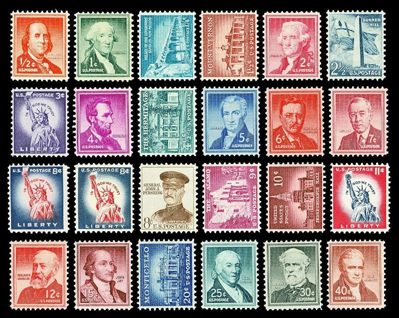 Scott 1030-1050 24 Different ½c-40c Liberty Issues All Mint F-VF NH Cat $10.80