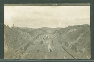 Panama  1913 Building Panama Canal, engineering; Real photo postcard of main cut-annotated on reverse (d. Jan. 1 1913) indicatin