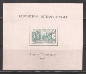 French Guinea 1937,Colonial Art Expo Paris Souvenir Sheet,Sc 126,VF MLH* FULL OG