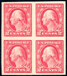 US 482 – 1916-17 2c Washington. Block of 4. MNH. OG. VF/XF.