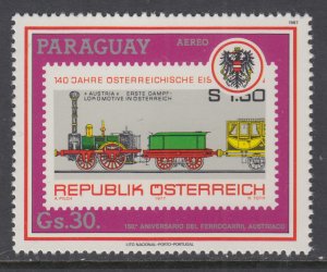 Paraguay C711 Train Stamp on Stamp MNH VF