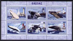 Mozambique 2007 Whales & Lighthouses perf sheetlet co...