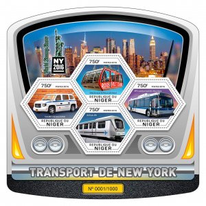 New York Transport Stamps Niger 2016 MNH NY2016 Taxis MTA Buses Trains 4v M/S