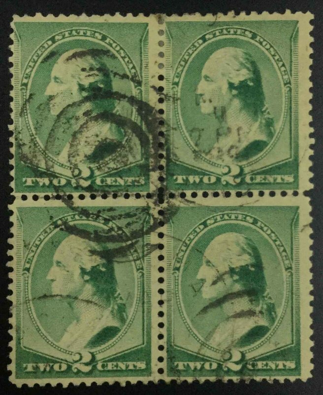 MOMEN: US STAMPS #213 BLOCK USED LOT #52842