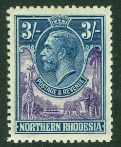 SG 13 Northern Rhodesia 1925. 3/- violet & blue. Very lightly mounted mint...