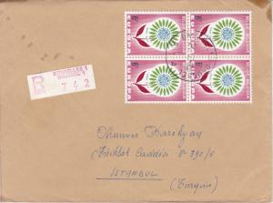 Belgium 1964 6f block Europa on Registered Cover to Turkey Clean Condition.