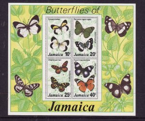 Jamaica-Sc#426a-sheet-unused-NH-Butterflies-