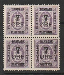 1926 Denmark - Sc 190 -  Block of 4 - 1 MH, 3MNH stamps VF - Surcharged Official