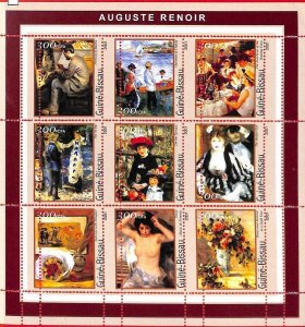 A0855 - GUINEA-BISSAU - ERROR  MISSPERF SHEET - ART Painters: Renoir  2001