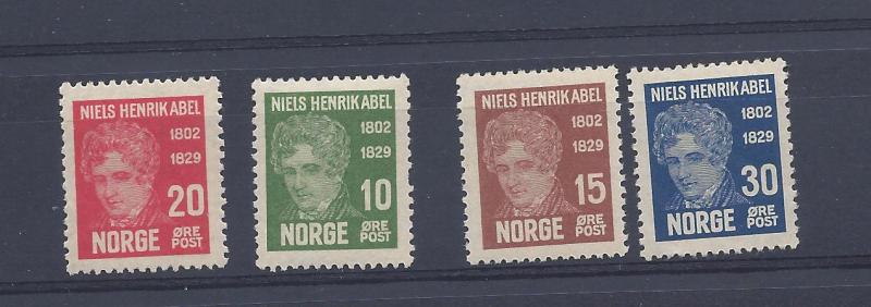 Norway, 145-48, Niels Henrik Abel Singles,**MNH**