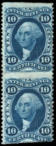 MOMEN: US STAMPS #R33b PAIR REVENUE USED PF CERT LOT #70100-32