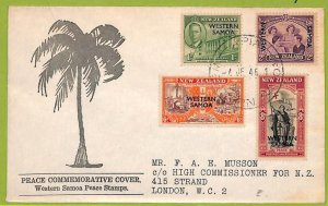 39882 - WESTERN SAMOA  - Postal History -  FDC Cover to UK 1946 PEACE