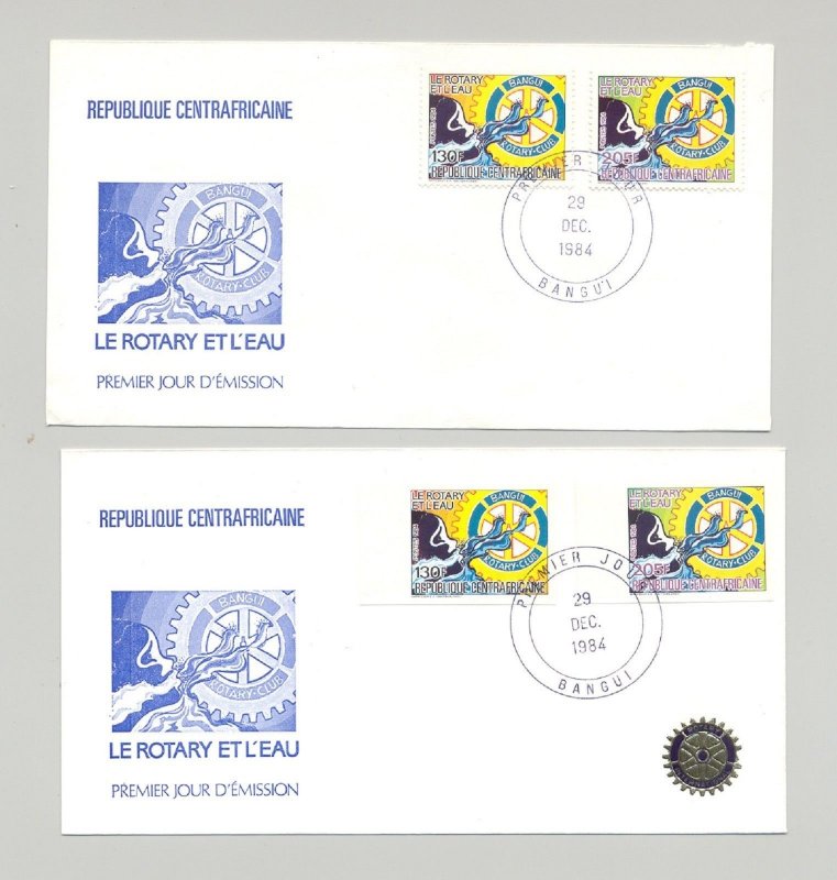 Central Africa 1984 Rotary 2v Perf & Imperf & 2v S/S Perf & Imperf on 6 FDC