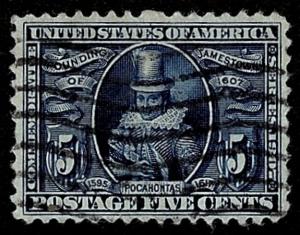 US Scott 330 5c Jamestown 300th Anniversary USED F/VF NH Machine Cancel 1907