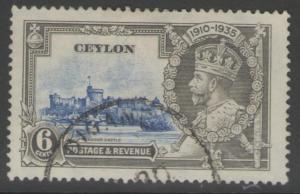 CEYLON SG379 1935 6c SILVER JUBILEE FINE USED