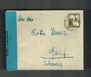 1944 Herslia Palestine Censored Cover to Red Cross Switzerland