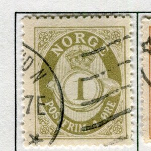 NORWAY; 1910 early Posthorn issue fine used 1ore. value
