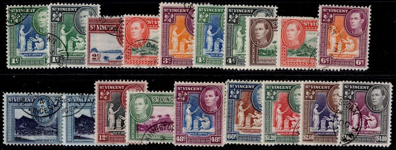 ST. VINCENT GVI SG164-177, 1949-52 complete set, FINE USED. Cat £60.