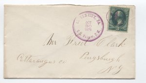 1879 Custer City PA postmaster cancel star in circle killer  cover [s.4337]
