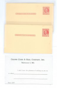 US UX38 1951 2 preprinted cards, both with same preprinting.