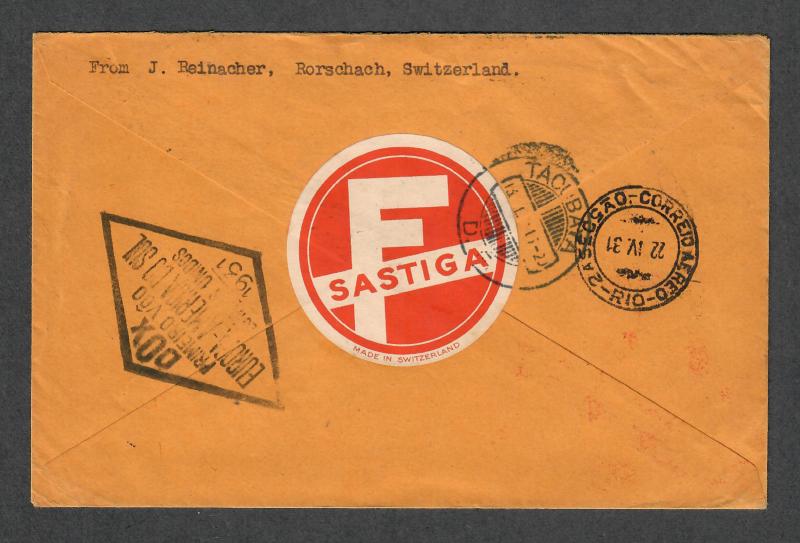 Rare 1930 Switzerland Flight Cover Mexico N. America