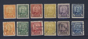 14x Canada M & U Scroll Series Stamps #149 to 154 1xset MH 1xSet Used