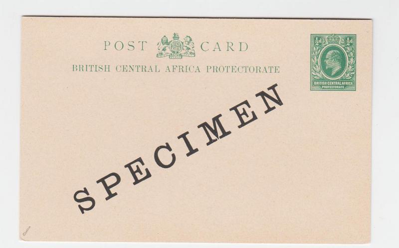 BRITISH CENTRAL AFRICA EDV11 ½d SPECIMEN POST CARD UNUSED, H&G#8(SEE BELOW