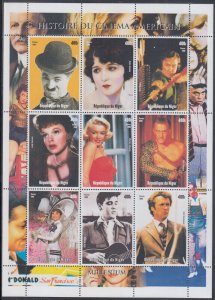NIGER  #013 (Unlisted) MNH SOUVENIR SHEETS of 9 DIFF HISTORY of CINEMA