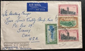 1950s Mt Maunganui New Zealand Airmail Cover To Lynns Stamp Sydney OH Usa