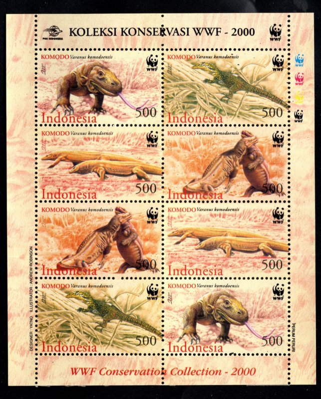 Indonesia Scott 1914a Unused Komodo Dragon souvenir sheet