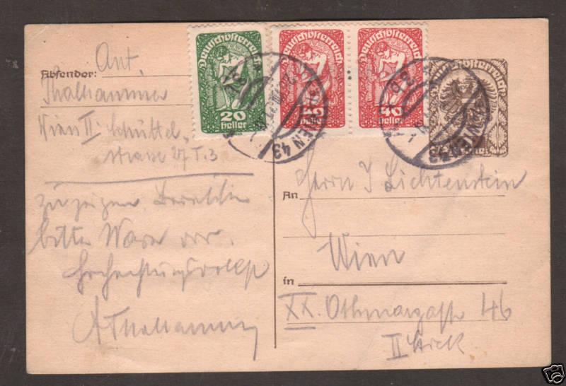 Austria Mi P245a/269x 1919 1kr Uprated Postal Card 4;9