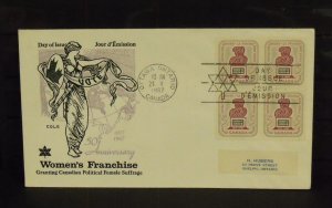 15265   CANADA   FDC # 470    Women's Franchise Issue - Cole Cachet   CV...