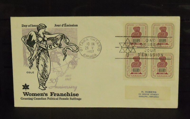 15265   CANADA   FDC # 470    Women's Franchise Issue - Cole Cachet   CV...
