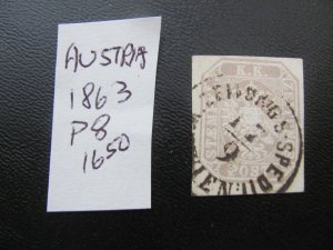 AUSTRIA 1863 USED  SC  P8 NEWSPAPER XF $16.50 (160)