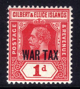 Gilbert & Ellice Isl 1918 KGV 1d Red Umm Ovpt WAR TAX SG 26 ( C643 )