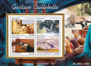 SIERRA LEONE - 2015 - Gustave Caillebotte - Perf 4v Sheet - Mint Never Hinged