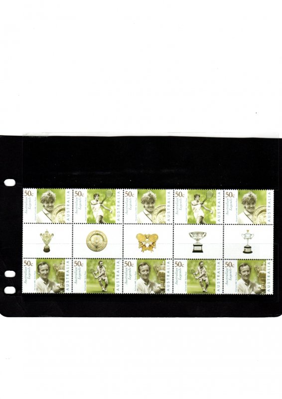 Australia 2003 Tennis Legends MNH Gutter Strip