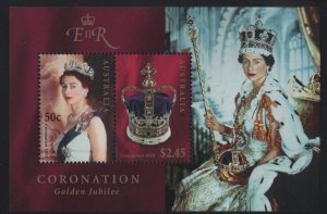 Australia 2003 MNH Sc 2153a Crown, QEII Coronation 50th ann Souvenir sheet of 2