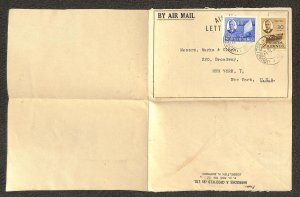 NORTH BORNEO 251 & 253 STAMPS AEROGRAMME MARKS & CLERK JESSELTON TO USA 1950