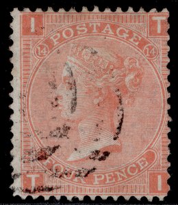 GB QV SG94, 4d vermilion plate 14, FINE USED. Cat £110. TI