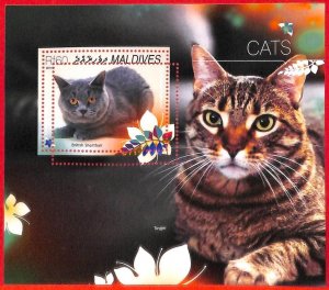 A4167 -MALDIVES - ERROR MISPERF, Souvenir s: 2014 Toyger, British shorthair Cats