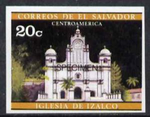 El Salvador 1971 Churches 20c imperf proof in issued colo...