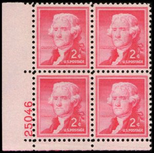 US #1033 JEFFERSON MNH LL PLATE BLOCK #25046