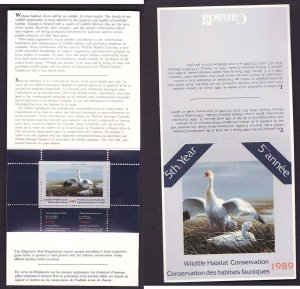 Canada-Unitrade#FWH5-unused NH Federal Wildlife Habitat booklet-Birds-Swans-1989