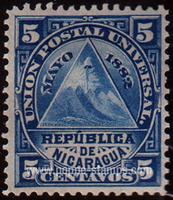 Nicaragua SG#22 Mint - 1882 5c.  - Heraldic, Mountains