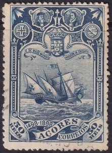 Azores 1898 Sc 97 used light cancel paper adhesion