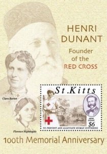 Saint Kitts 2010 - Henri Durant Red Cross - Souvenir Stamp Sheet Scott 768 - MNH