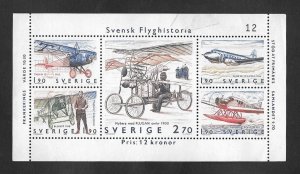 SD)1984 SWEDEN  FROM THE PLANE SERIES, HISTORY OF SWEDISH AVIATION, MINISHEET